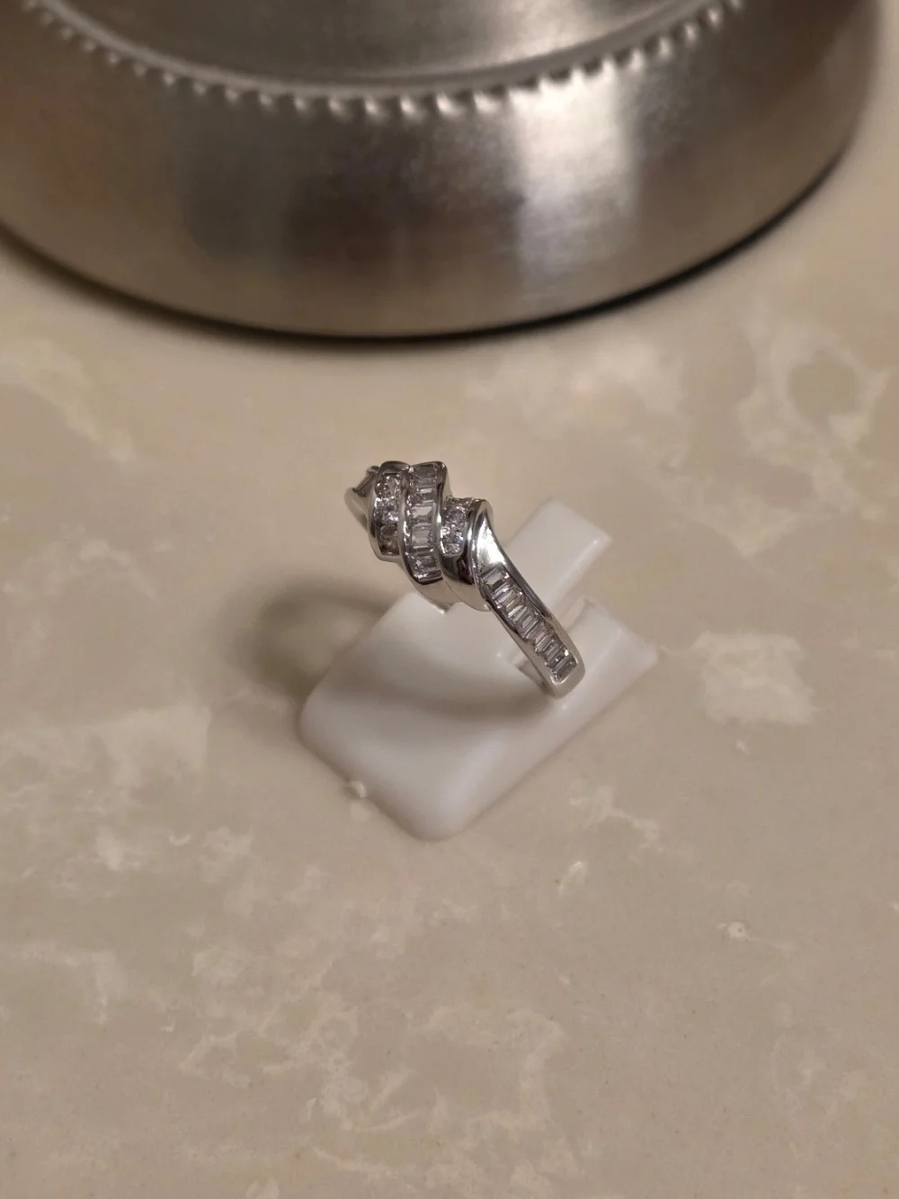 Silver Cubic Zirconia Twist Ring - Sizes 8 and 9